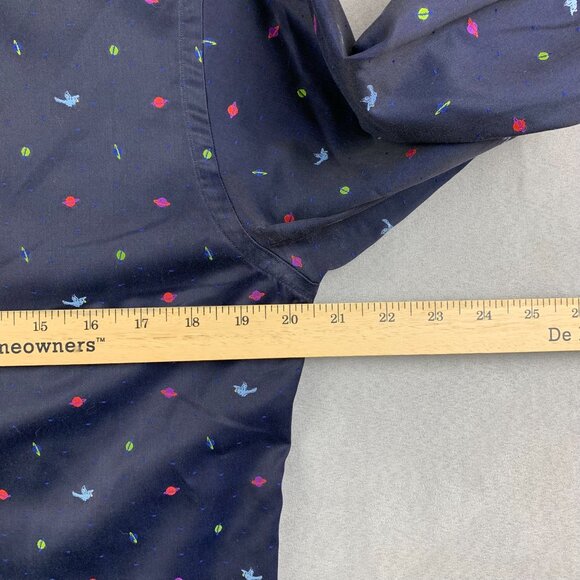 Men's Navy Blue Patterned Shirt - Picture 6 of 9